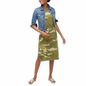 J.CREW Camouflage T-Shirt Dress Short Sleeve Midi XS